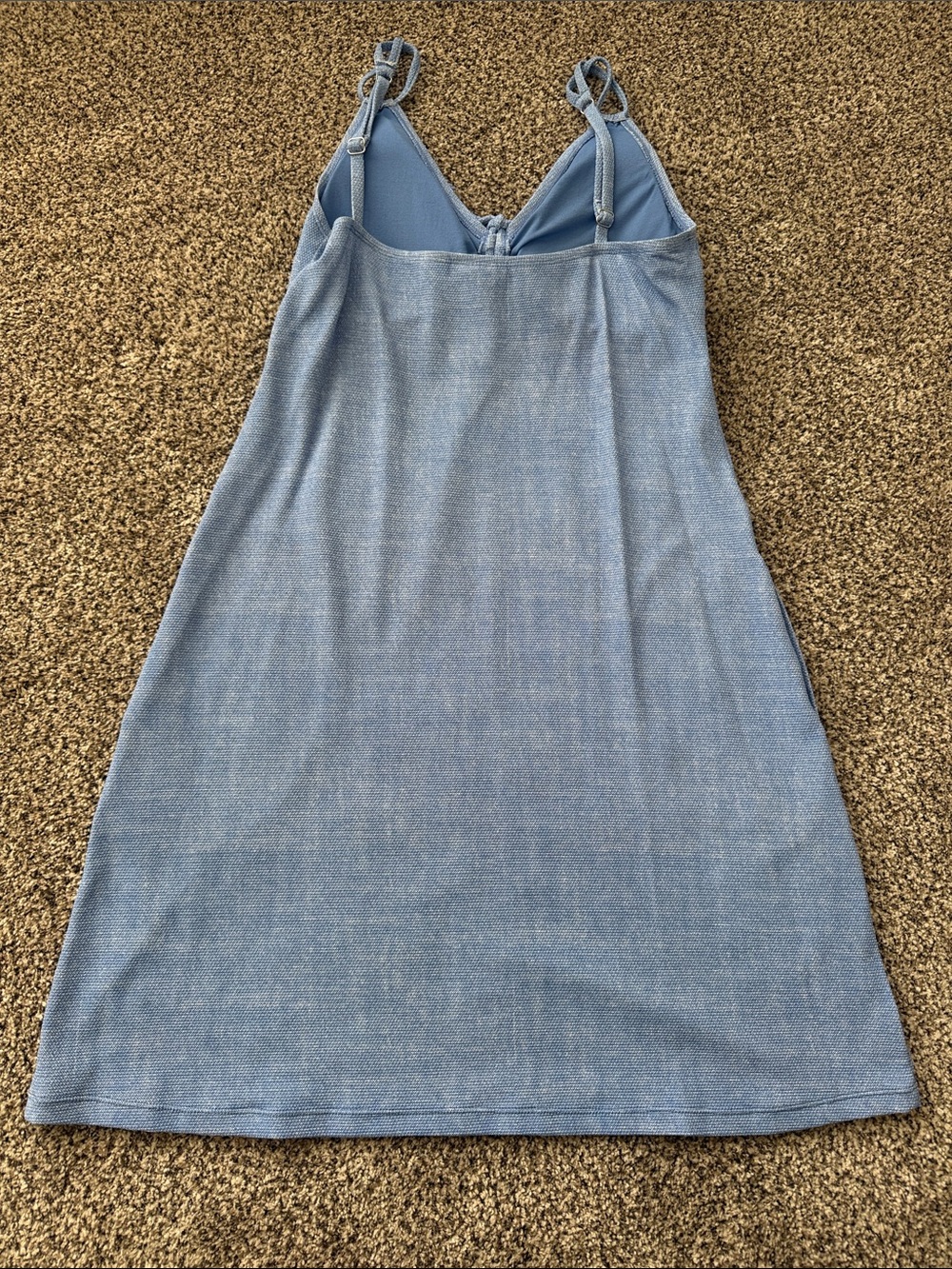 Tommy Bahama Light Blue Spaghetti-Strap Tie-Front Mini Dress w/pockets, Medium. - Picture 7 of 8